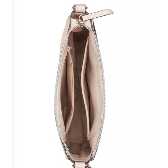 Nine West Gelina Crossbody Bag Soft Marble Pebble Leather Silver Tone‎ Hardware
